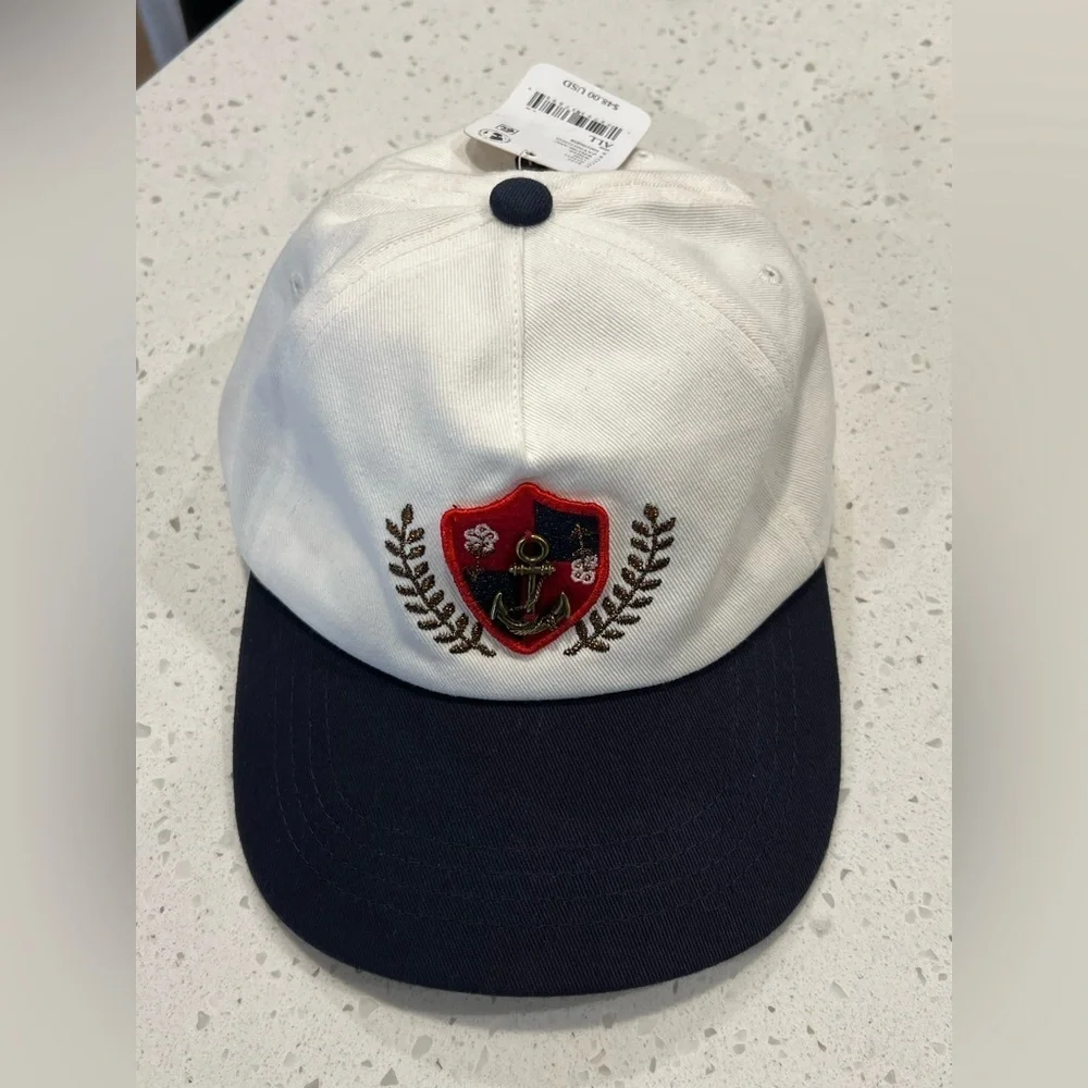 Free People Yacht Club Anchor Hat Coastal Nautical Cap NWT